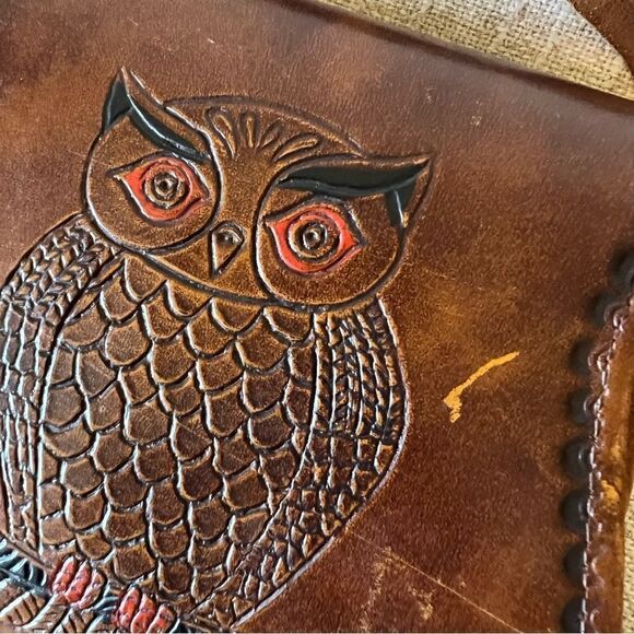Vintage Hand Tooled OWL Mini Leather Bag - Picture 5 of 15